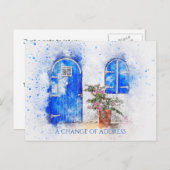 Blaue Tür-Adressenänderung Postkarte (Vorne/Hinten)