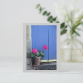 Blaue Tür in Culross Postkarte (Stehend Vorderseite)