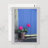 Blaue Tür in Culross Postkarte (Vorne/Hinten)