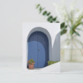 Blaue Tür in Griechenland Postkarte (Stehend Vorderseite)