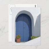Blaue Tür in Griechenland Postkarte (Vorne/Hinten)