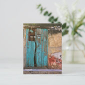 Blaue Tür in Merida Postkarte (Stehend Vorderseite)