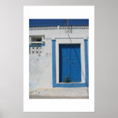 Blaue Tür in Santorini Poster (Vorne)