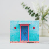 "BLAUE TÜR, MAROKKO", REISEFOTOGRAFIE POSTCARD POSTKARTE (Stehend Vorderseite)