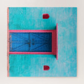 "BLAUE TÜR, MAROKKO", REISEFOTOGRAFIE PUZZLE (Horizontal)