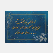 Blaue Tür passt zur Schrift Fußmatte (Vorderseite)