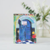 Blaue Tür - Postkarte (Stehend Vorderseite)
