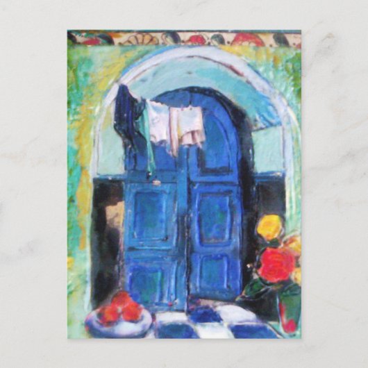 Blaue Tür - Postkarte (Vorderseite)