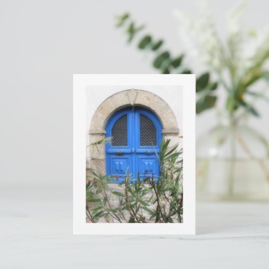 Blaue Tür Postkarte (Stehend Vorderseite)