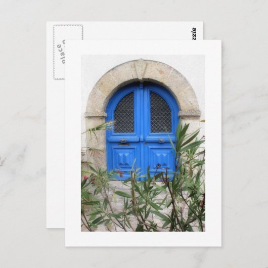 Blaue Tür Postkarte (Vorne/Hinten)