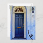 Blaue Tür Postkarte (Vorne/Hinten)