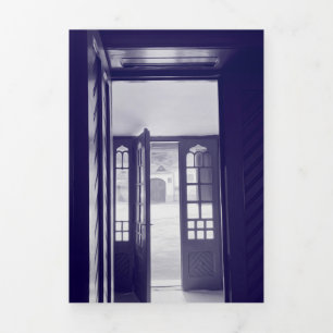 Blaue Türen Dreifach Gefaltete Urlaubskarte