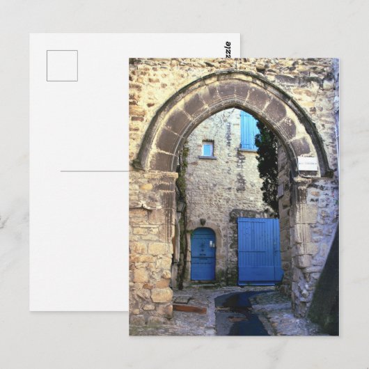 Blaue Türen Postkarte (Vorne/Hinten)