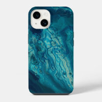 Blaue Türkis Acryl-Gieß-Abstrakte Fluidkunst