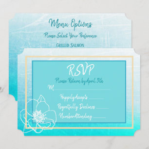Blaue, Türkis Blaue Weiße Blumen Hochzeit RSVP Einladung