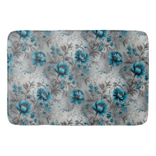 Blaue Türkis Blumen Badezimmer Matte