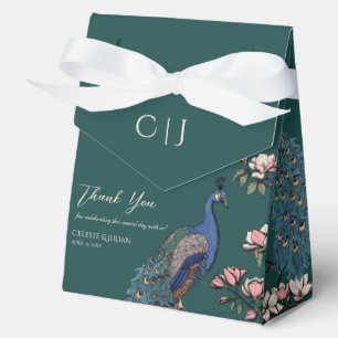 Blaue Türkis Blumen Pfauen & Magnolienblüten Geschenkschachtel