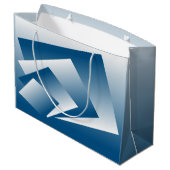 Blaue Türkis Geometrie Große Geschenktüte (Rückseite Schrägansicht)
