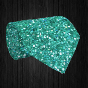 Blaue Türkis Glitzer Unechter Glitter Luxus  Krawatte