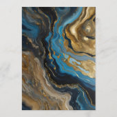 Blaue Türkis Gold Achat Murmel Geometrische Hochze Einladung (Rückseite)