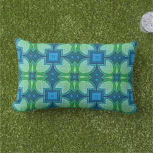 Blaue Türkis-Limettengrüne Hip Orient Tribal Art Kissen Für Draußen