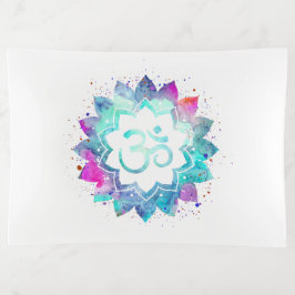 Blaue Türkis-Magenta *~* Aquarell-OM auf Weiß Dekoschale