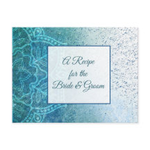 Blaue Türkis Mandala Hochzeitsstipenkarte