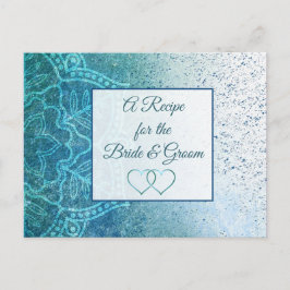 Blaue Türkis Mandala Hochzeitsstipenkarte Postkarte