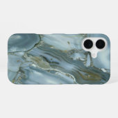 Blaue Türkis-Marmor-Design iPhone 16 Hülle (Rückseite (Horizontal))