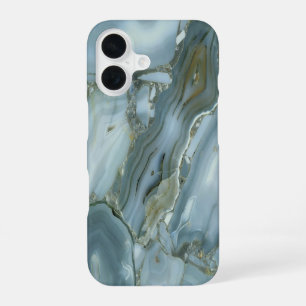 Blaue Türkis-Marmor-Design iPhone  16 Hülle