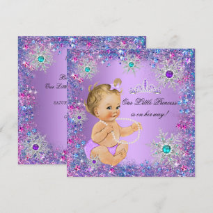 Blaue Türkis Purpur Rosa Prinzessin Baby Shower Bl Einladung
