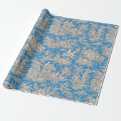 Blaue Türkis Toile Französische Szene Geschenkpapier (Ungerollt)