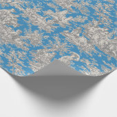 Blaue Türkis Toile Französische Szene Geschenkpapier (Ecke)