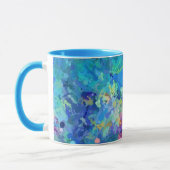 Blaue Türkis Violette Wasserfarben-Abstraktion Tasse (Links)