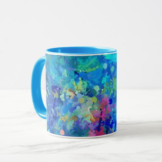 Blaue Türkis Violette Wasserfarben-Abstraktion Tasse (Vorderseite Links)