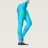Blaue Türkis Wirbel Muster Leggings (Rechts)