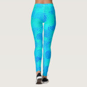 Blaue Türkis Wirbel Muster Leggings (Rückseite)