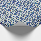 Blaue türkische Fliesen Geschenkpapier (Ecke)