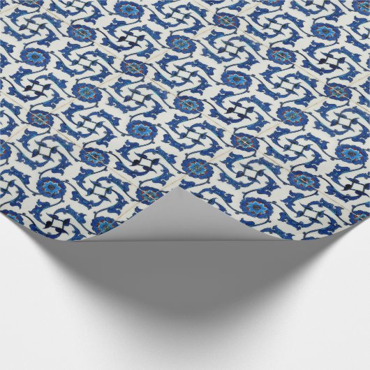 Blaue türkische Fliesen Geschenkpapier (Ecke)