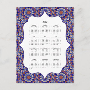 Blaue türkische Fliesenmuster-Postkarte 2016-Kalen Postkarte