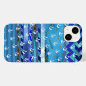 blaue Türkisstreifen u. Ankermuster Case-Mate iPhone Hülle (Rückseite (Horizontal))