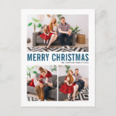 Blaue Typografie Frohe Weihnachten Drei Foto (Vorderseite)