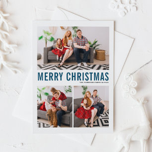 Blaue Typografie Frohe Weihnachten Drei Foto