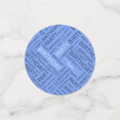 Blaue Typografie Konfetti (Klein Vorderseite)