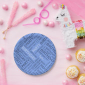 Blaue Typografie Pappteller (Party)