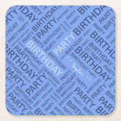 Blaue Typografie Rechteckiger Pappuntersetzer (Vorderseite)