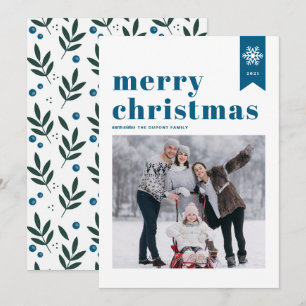 Blaue Typografie Schneeflocken Frohe Weihnachten F