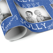 Blaue Typografie Weihnachtsfest - Weihnachtsfest - Geschenkpapier (Rolleneckpunkt)