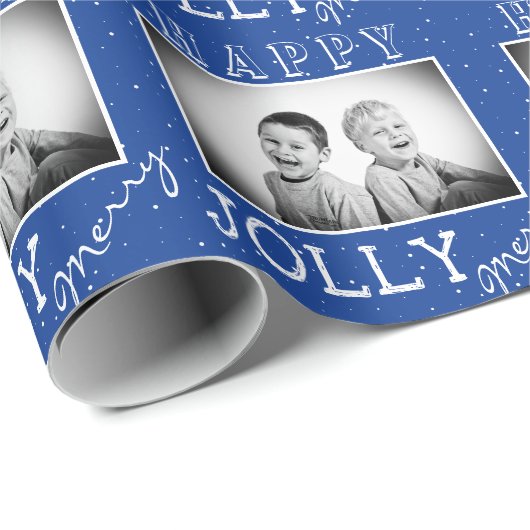 Blaue Typografie Weihnachtsfest - Weihnachtsfest - Geschenkpapier (Rolleneckpunkt)