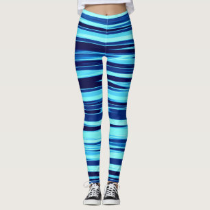 Blaue u. aquamarine gestreifte Leggings